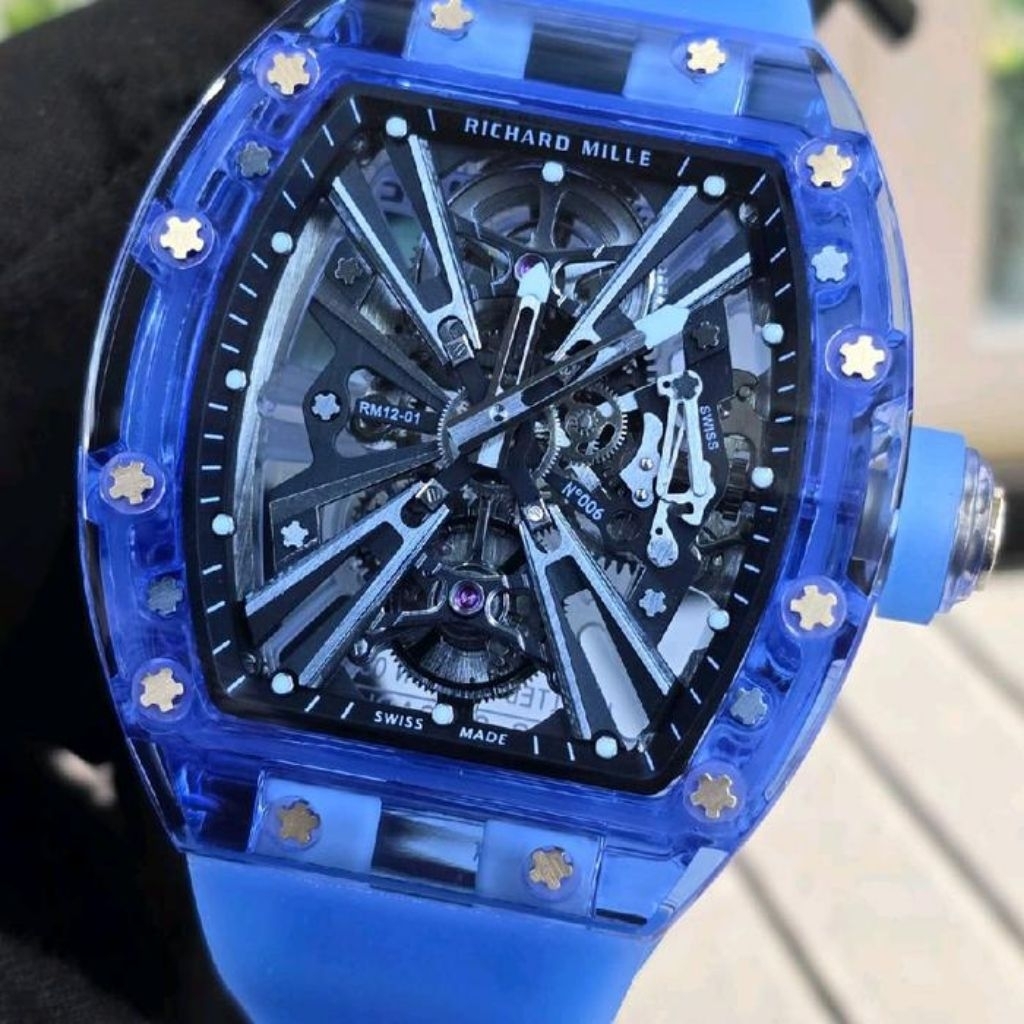 Jam Tangan Pria/Jam Tangan Mewah/Jam Tangan RM 12-01 Swiss Automatic Tourbillon Movement Dial Blue