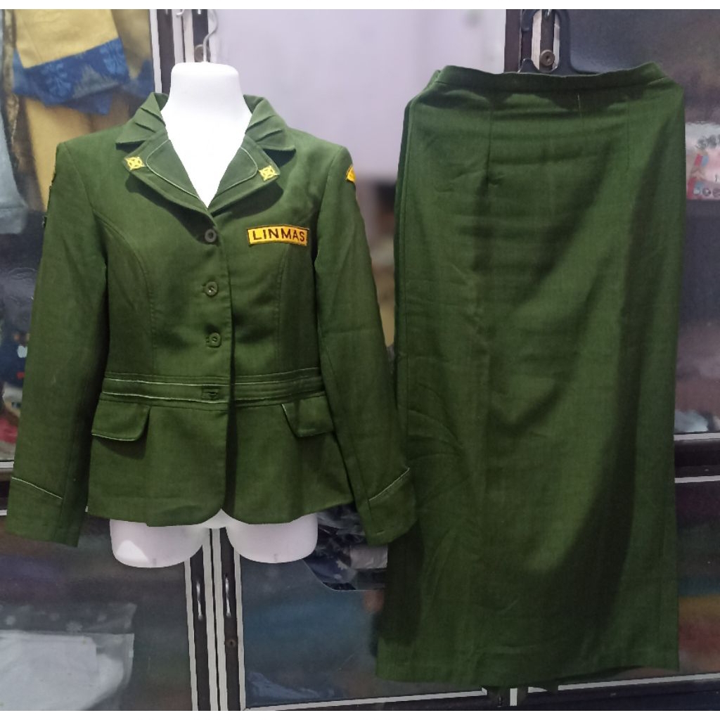 Setelan seragam LINMAS wanita preloved ( M )