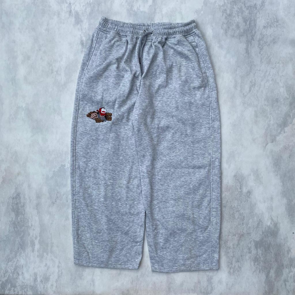CELANA BAGGY SWEATPANTS GREY PANJANG BORDIR PRIA WANITA