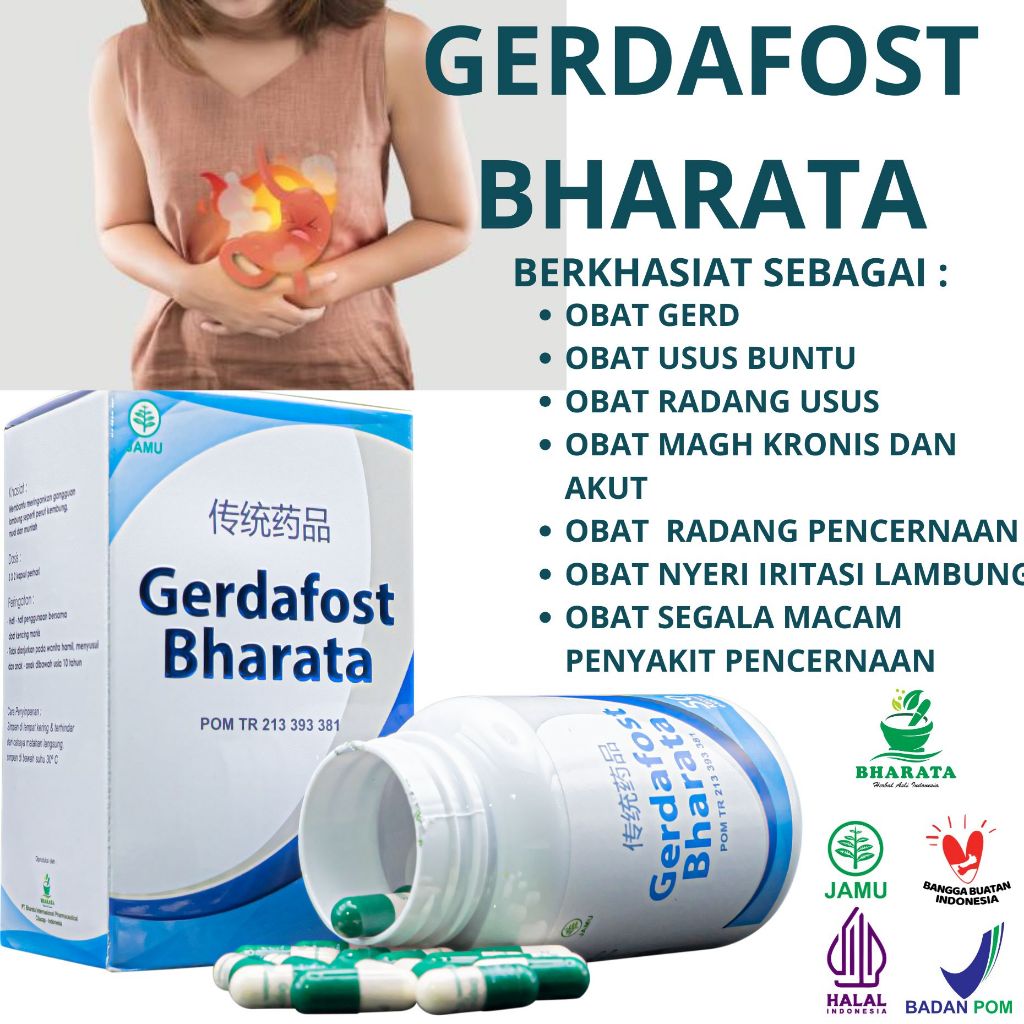 Obat Gerd Asam Lambung GERDAFOST BHARATA Obat Usus Buntu Infeksi Usus Maag Akut & Kronis