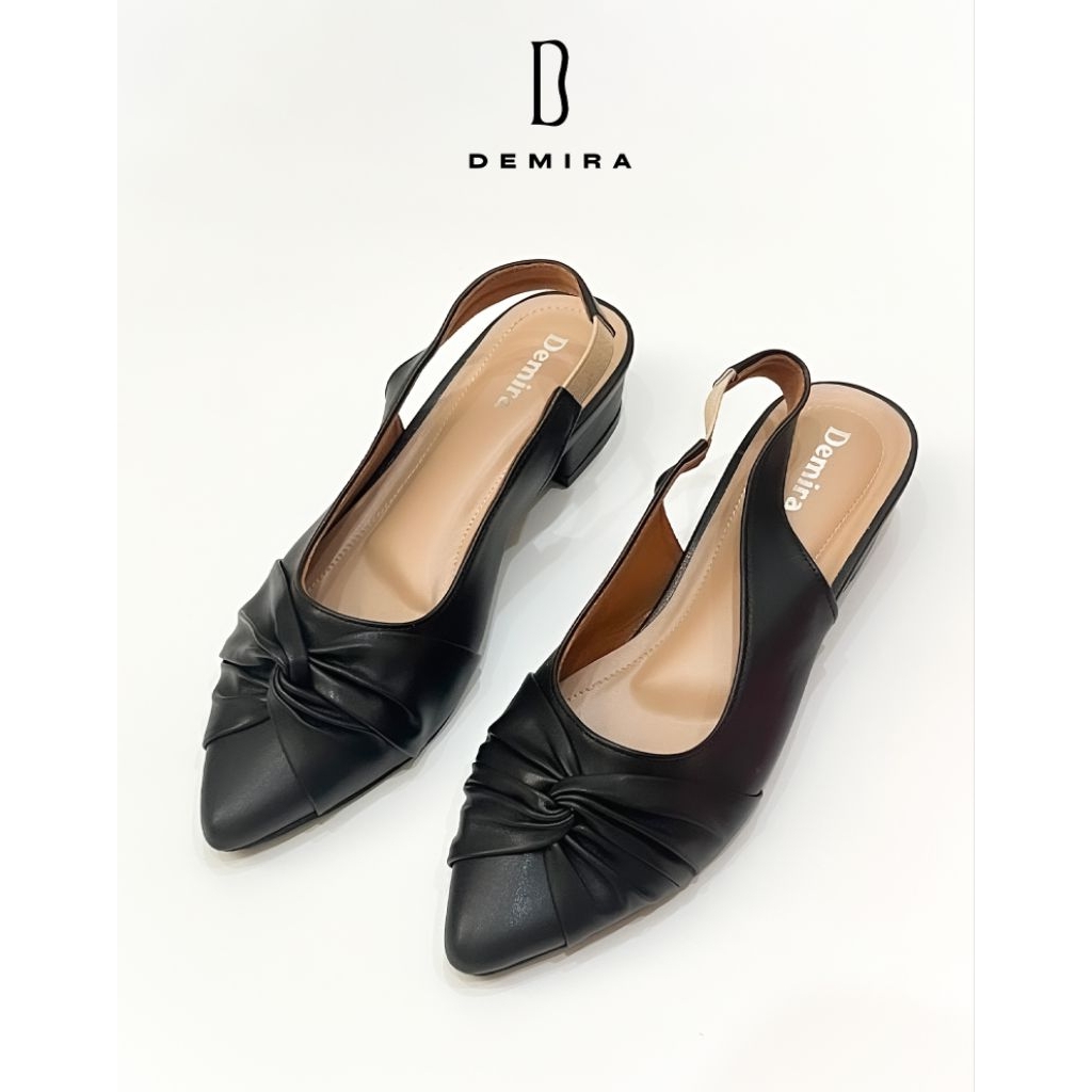 Demira- TASYA Sepatu Sendal Selop Hak 3cm Karet Tali Belakang shoes mulus Sendal Flat Heels tutup de