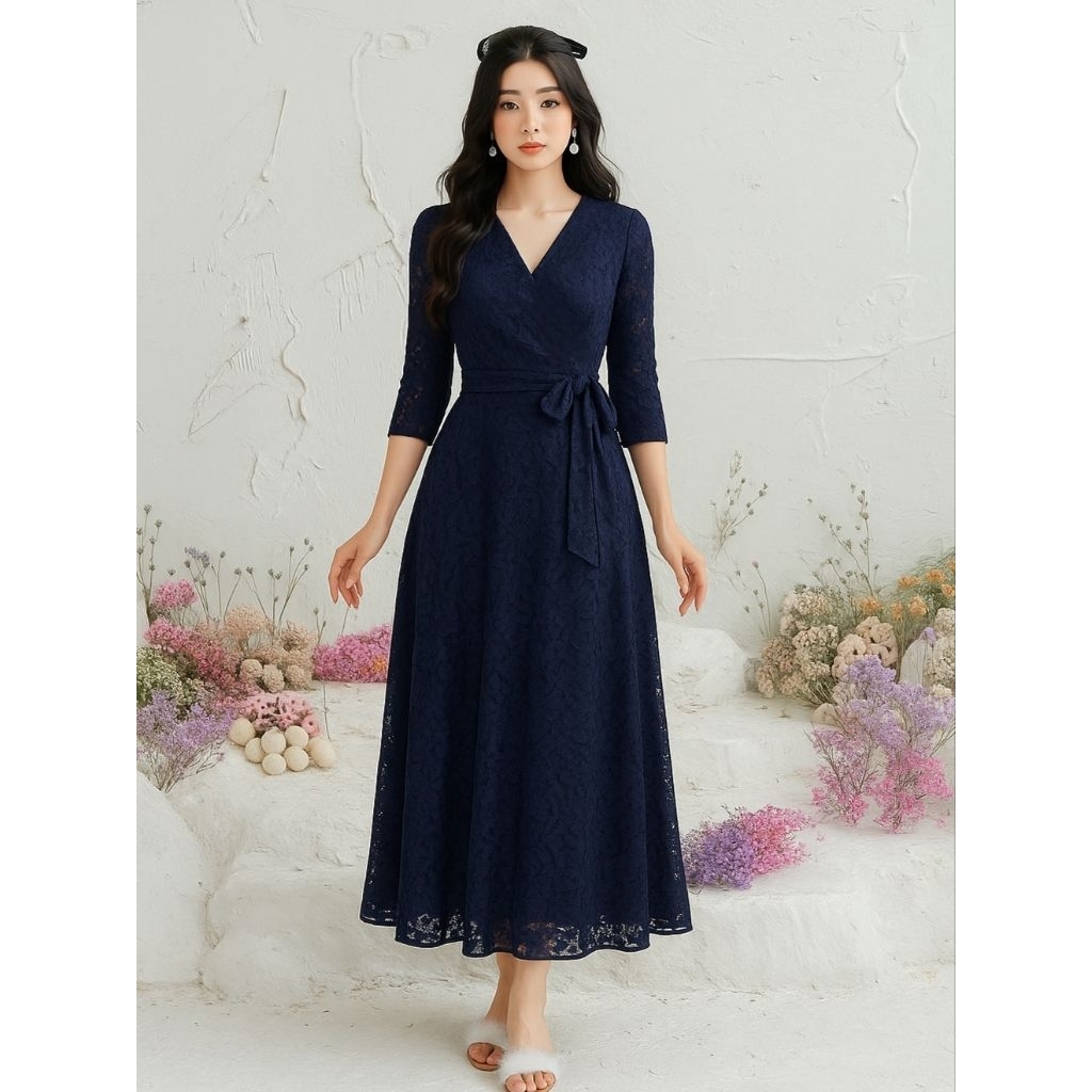 Maxi Lily Longdress Brokat Wanita Elegan Gaun Pesta Brukat Jumbo Cantik Baju Kondangan Modis Rd
