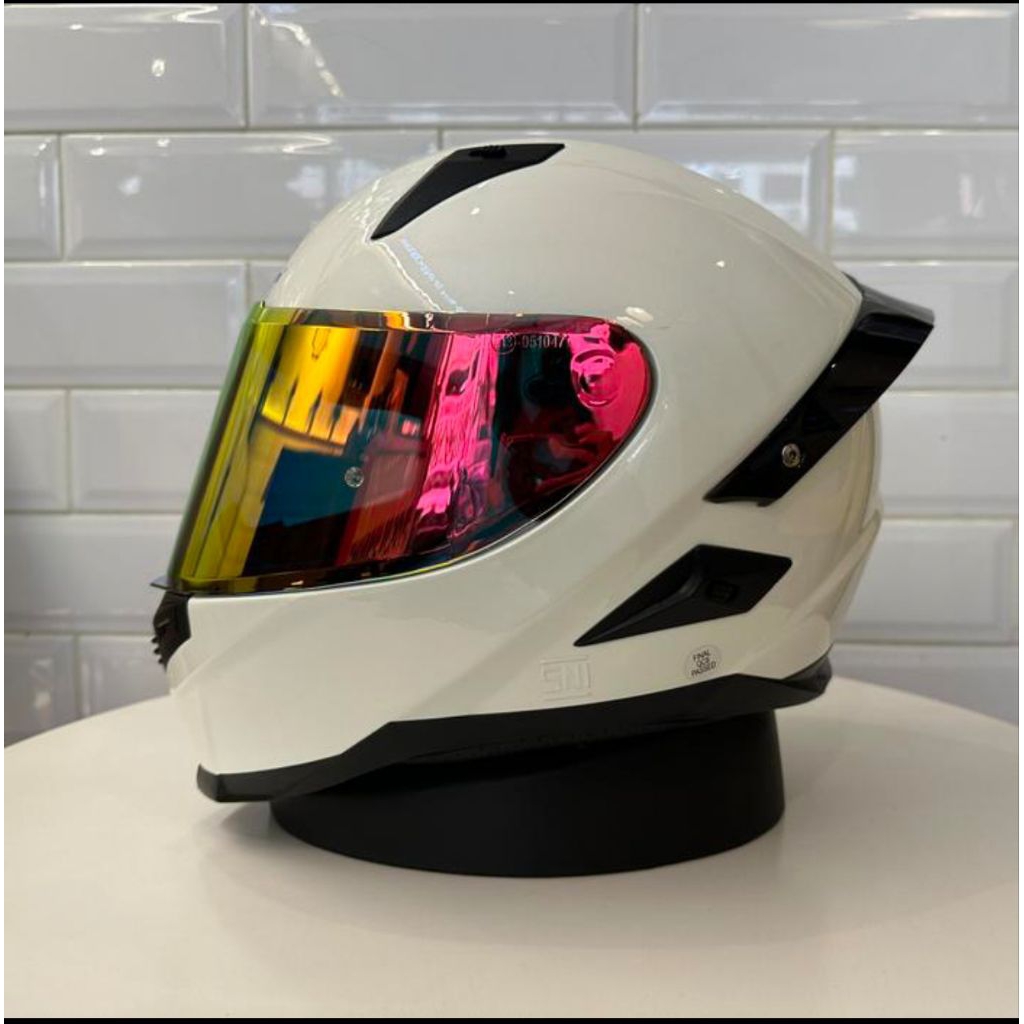 HELM Snail ffs1 pearl white glossy paket ganteng visor iridium spoiler helm fullface snail