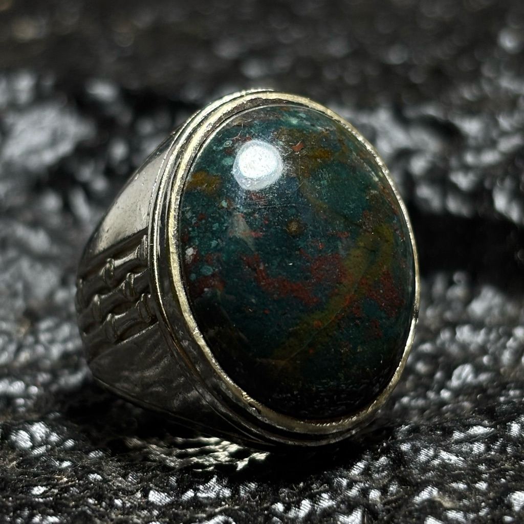 Cincin Pria / Cincin Batu Akik (Asli) nogosui bercak darah (COD) Dim Kantoran Ring Alpaka Nikel  Sup