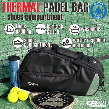 Tas Padel THERMAL Waterproof | Tas Raket Tenis Sekat Sepatu Bisa Custom Nama | Isothermal Sport Bag 