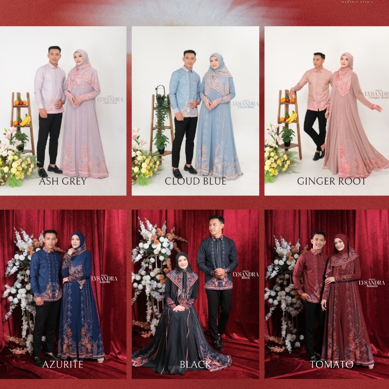 Set Gamis Syari Ceruty Babydoll Premium Sarimbit Couple Set Keluarga Terbaru Lysandra Masya Syari Or