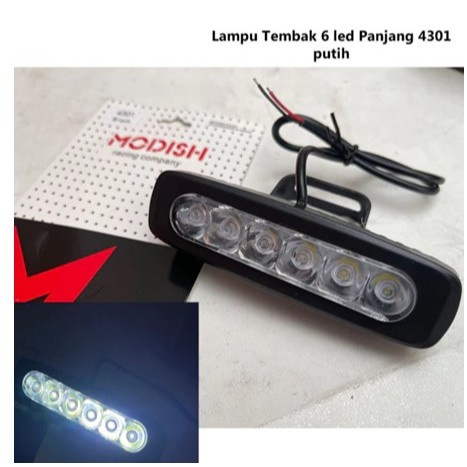 Lampu Tembak blitz strobo 6 led Panjang 4301 putih Lampu Tembak Motor