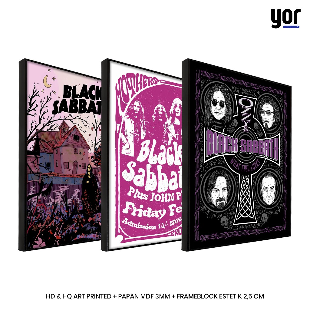 Yordecor Poster Band Black Sabbath Bingkai Frameblock - Poster Band Metal