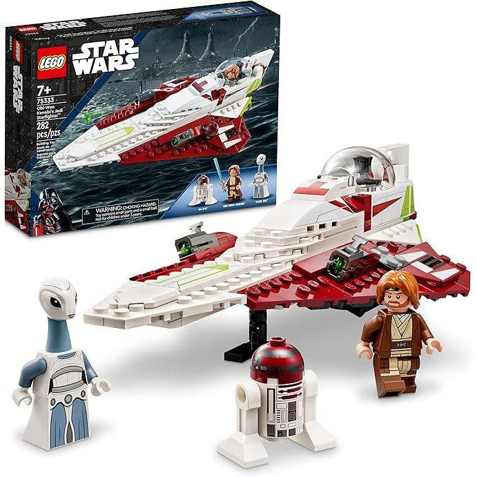 LEGO Star Wars OBI-Wan Kenobi's Jedi Starfighter 75333 Building Toy Set - Features Minifigures, Ligh
