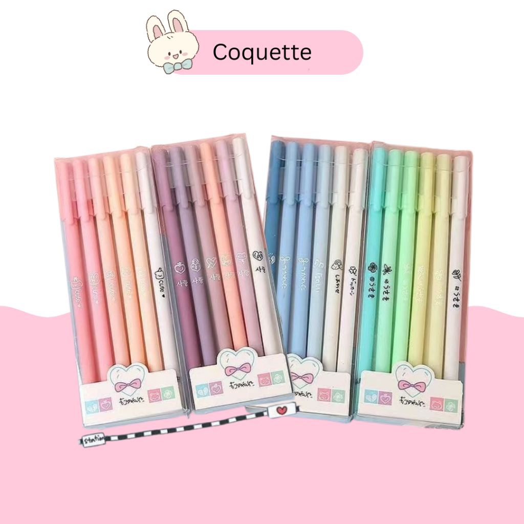 1 set pena gel 0,5 mm warna pastel / pulpen gel warna pastel