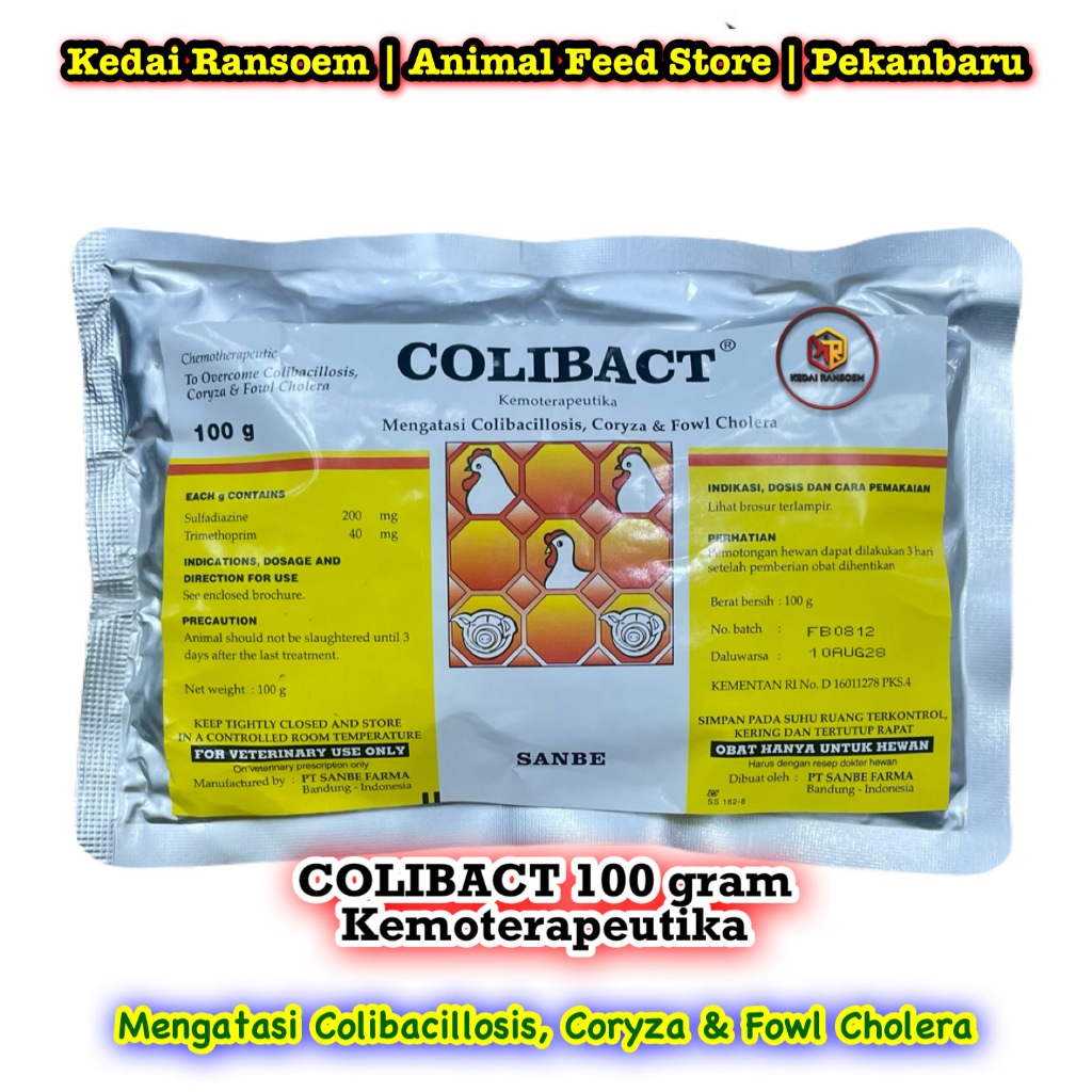 Colibact 100 gr | Mengatasi Colibacillosis, Coryza, & Fowl Cholera pada Unggas, Ayam, Bebek, & Babi