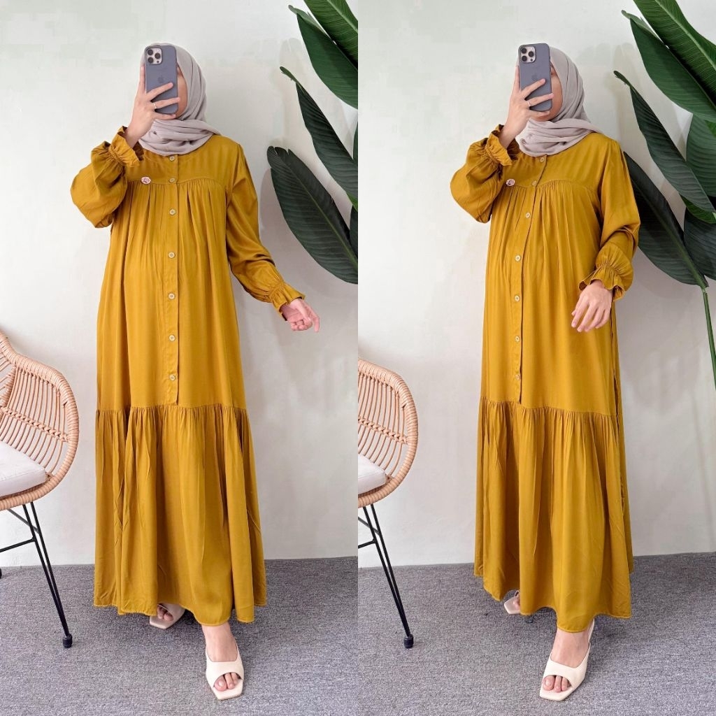 MIDI ANJANI//GAMIS ELFASA POLOS RAYON TWILL PREMIUM //GAMIS BORDIR POLOS