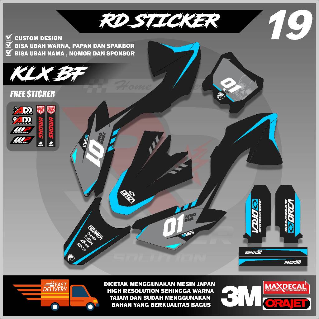 ( RD STICKER ) DECAL HONDA KLX BF STICKER FULL BODY MOTIF TENGKORAK TERBARU BISA REQUEST