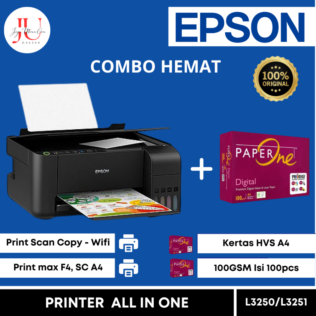 Printer Epson L3250 L3251 COMBO HVS & KERTAS FOTO / WiFi All in One Printer Wireless Epson L3251 TIP