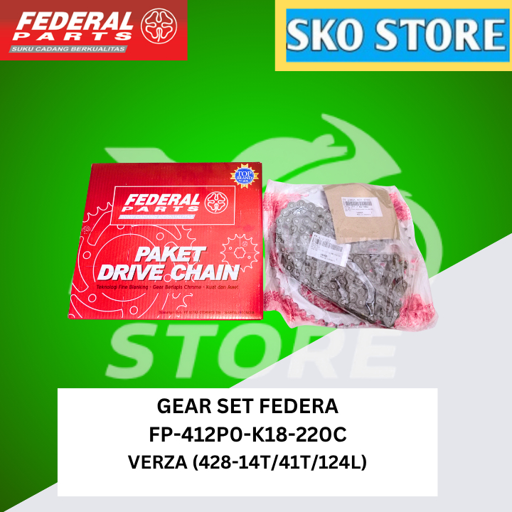 Gear Set FP-412P0-K18-220C Federal Original Paket Gir ,Gearset,Gir VERZA (428-14T/41T/124L)Murah