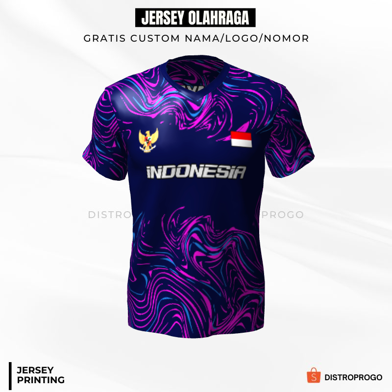 Kaos Jersey Futsal Custom Navy Ungu Motif Abstrak 265