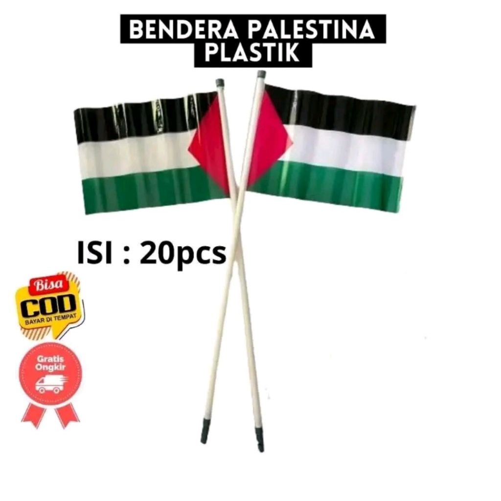 Bendera Pluit Palestina/Bendera Tangkai/Bendera Mini (20 pcs)