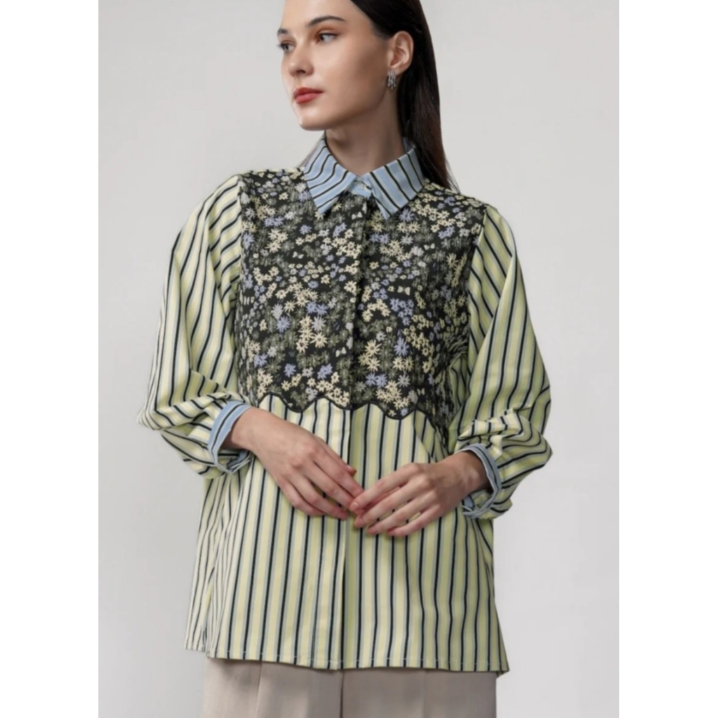 Benang Jarum Shevarta Jacquard Shirt Panacotta
