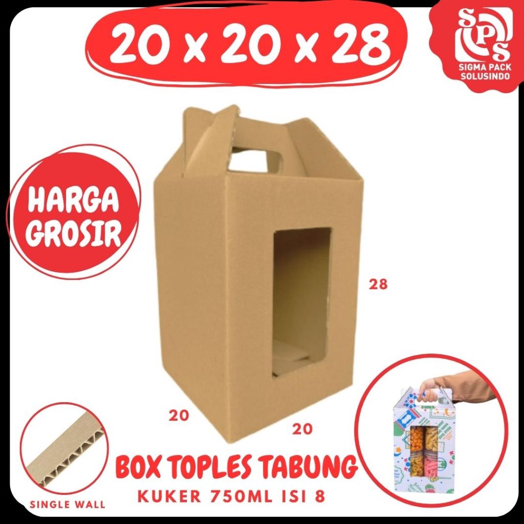 Box jinjing 20x20x28 /kardus Jinjing 20x20x28 (KUKER TOPLES JAR 750ml isi 8) dus jinjing kue kering