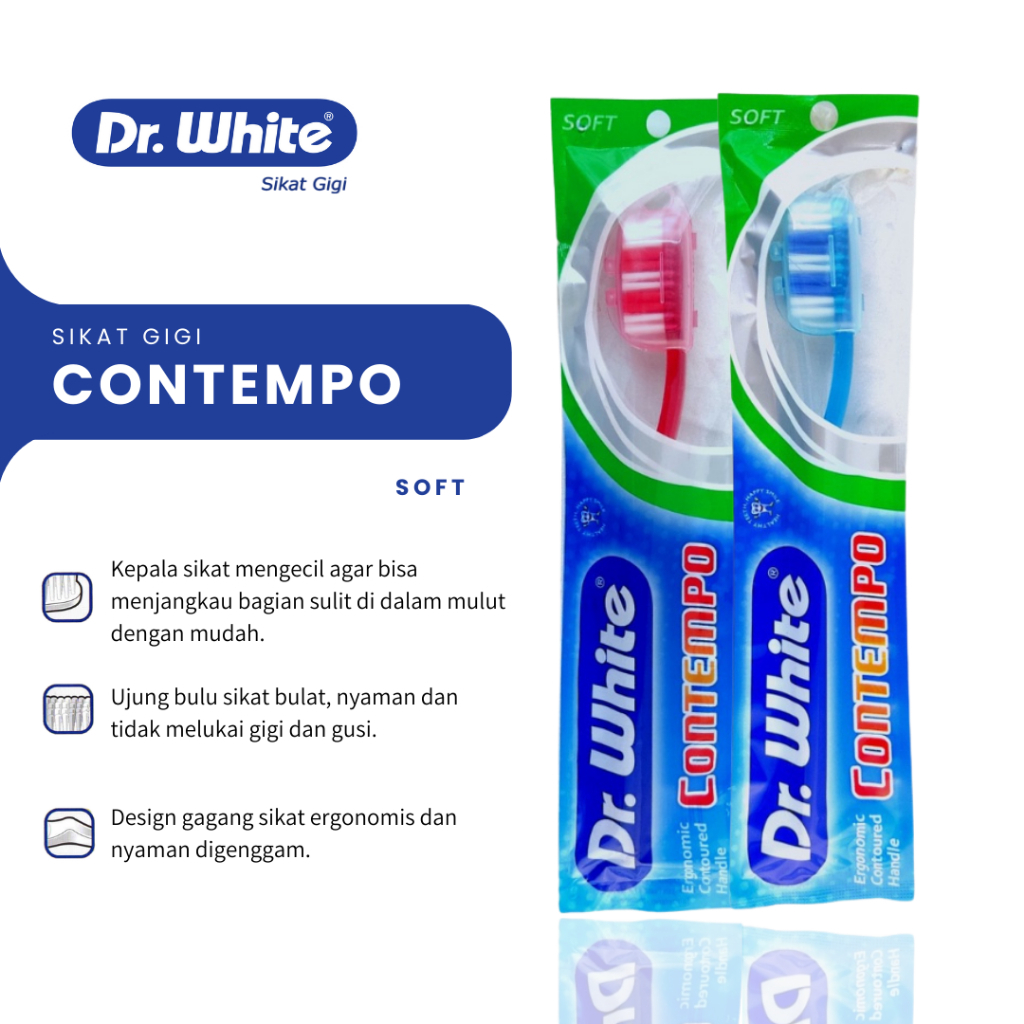 Sikat Gigi Extra Lembut / Sikat Gigi Dewasa Dr White Contempo