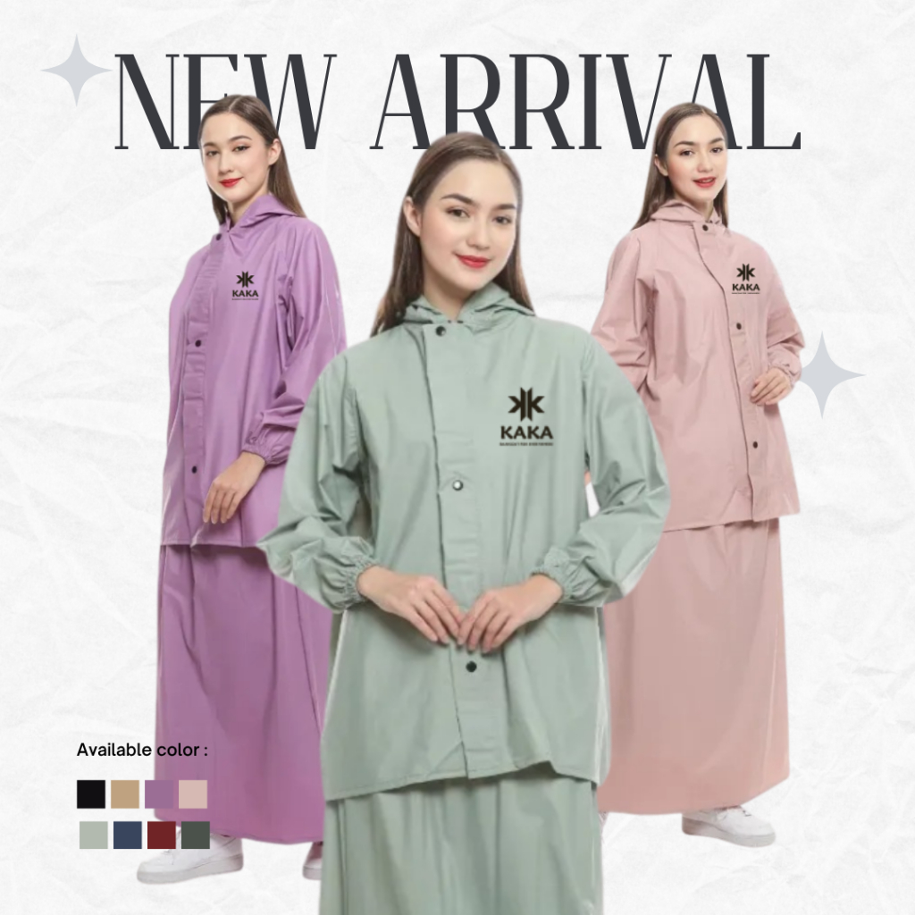 Jas Hujan Wanita Model Setelan Rok Bahan PVC 0.25mm Original Anti Rembes Nyaman Dan Gampang Di Pakai