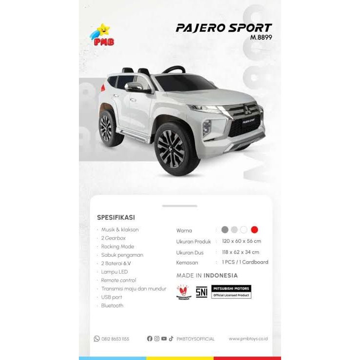 MAINAN MOBIL AKI MITSUBISHI PAJERO SPORT M 8899 MOBIL AKI MAINAN ANAK