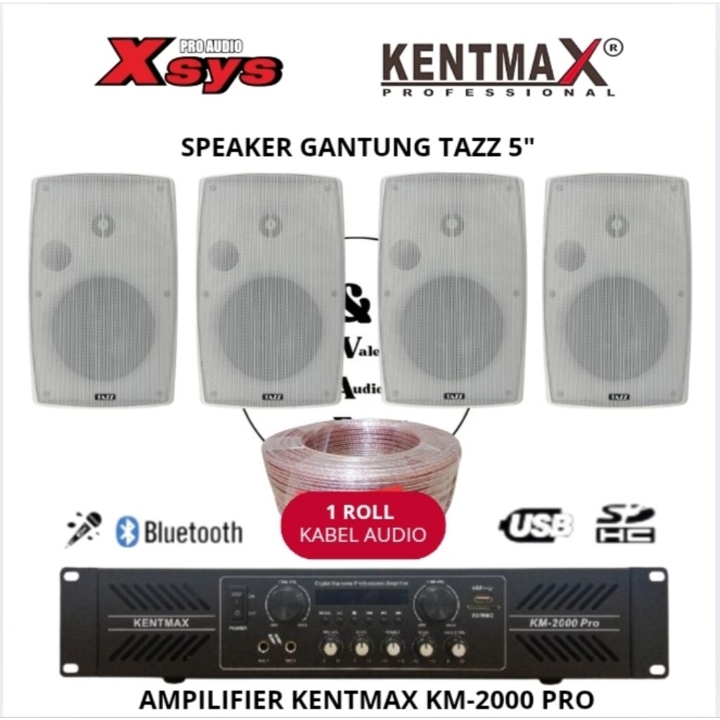 PAKET SPEAKER GANTUNG 5 INCH X-SYS & AMPILIFIER KENTMAX KM 2000 PRO PAKET SPEAKER GANTUNG 5 INCH