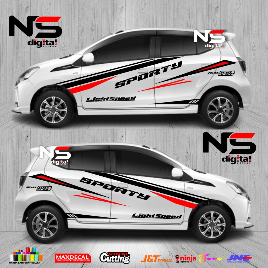NEW 2 PCS KANAN-KIRI Stiker Mobil Ayla putih hitam terbaru