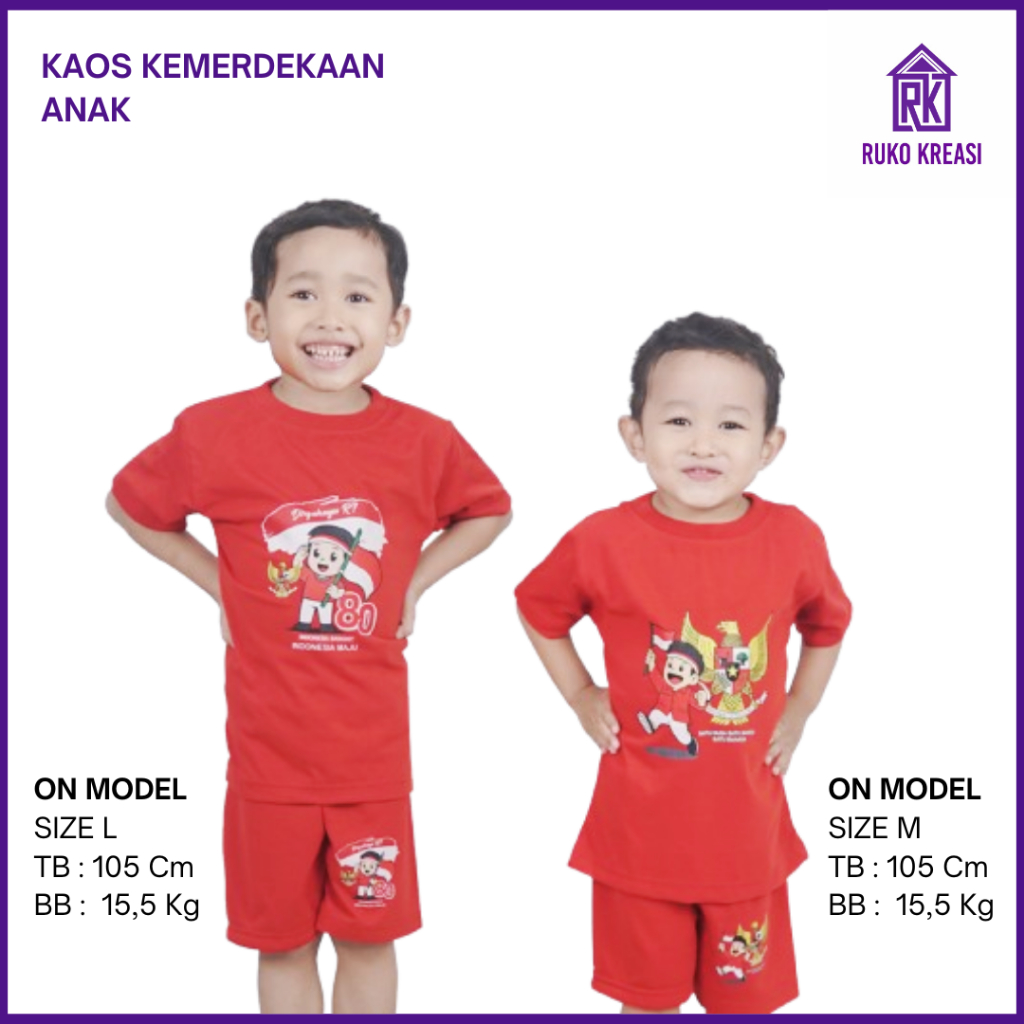 "No SPayLater" Baju merah putih agustusan anak / Setelan merah putih agustusan anak / kaos merah put