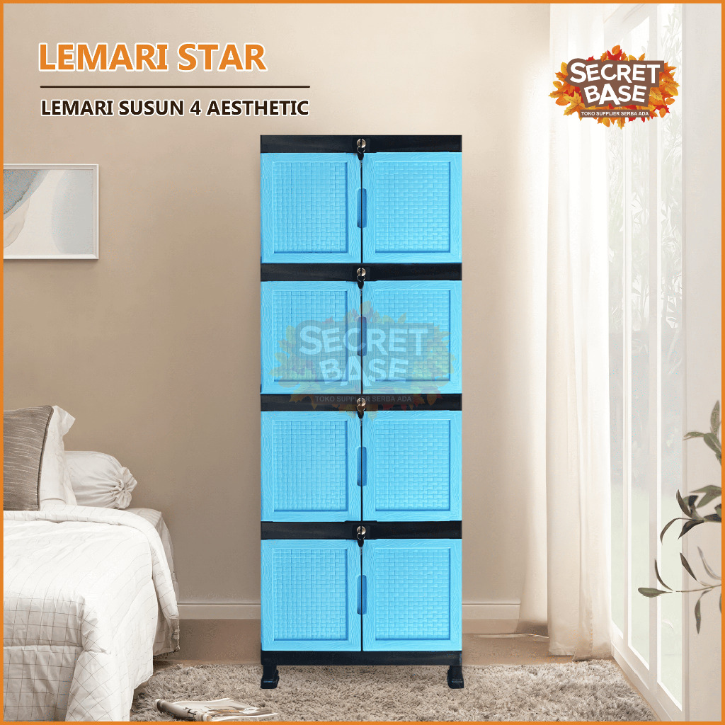 LEMARI STAR SUSUN 4 - Kunci / Lemari Pakaian Jumbo / Lemari Plastik Susun