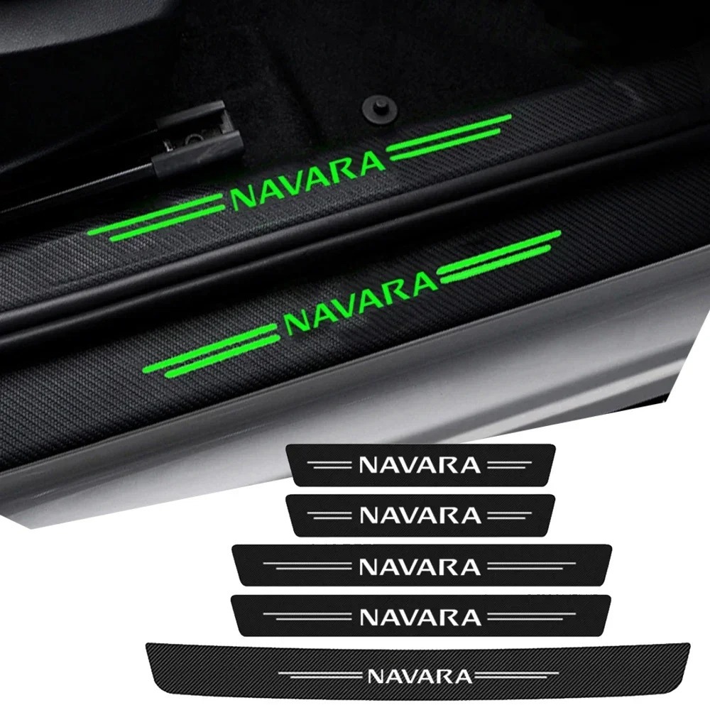 Strip Pelindung Ambang Pintu Bagasi Mobil Bercahaya untuk Nissan Navara Logo X-Trail Kicks Juke Leaf