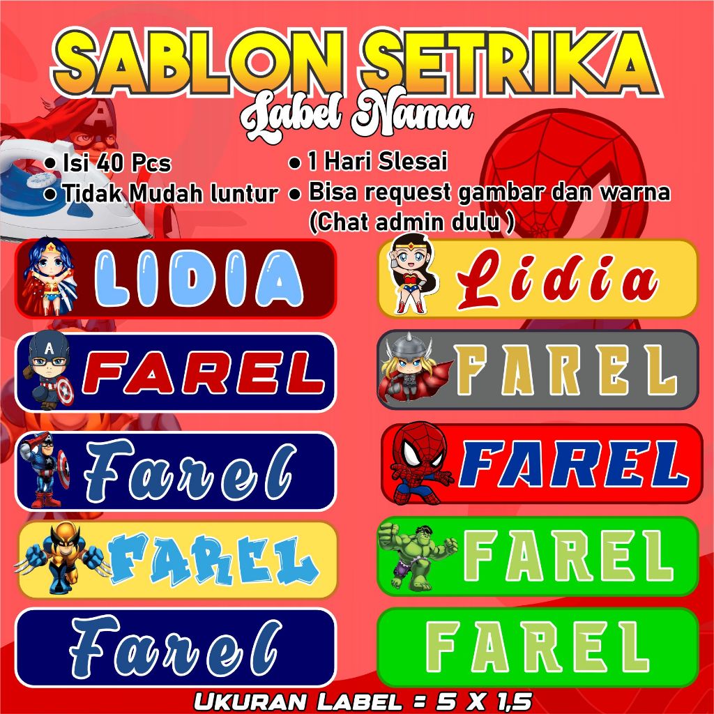 STIKER NAMA CUSTOM,SABLOM NAMA CUSTOM,STIKER NAMA SETRIKA,SABLON NAMA SETRIKA ADVENGER