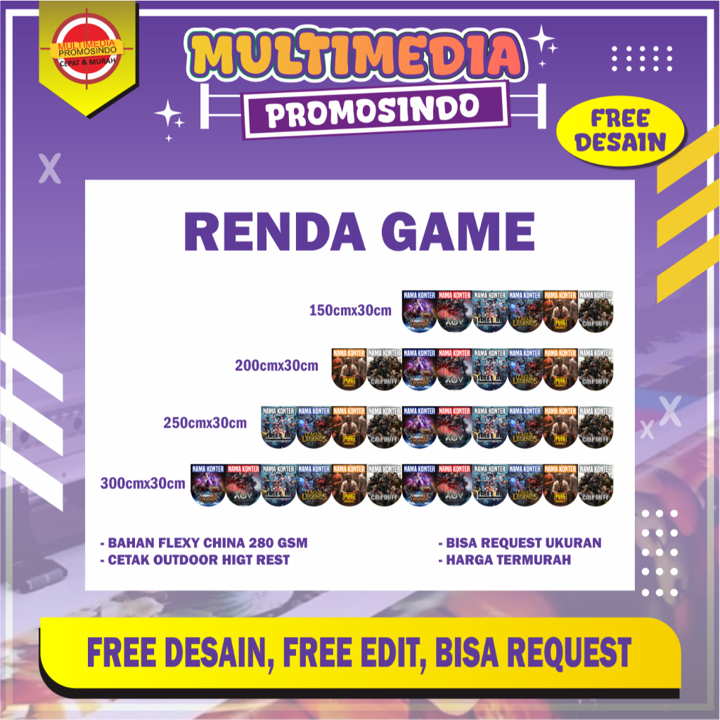 Banner Hiasan Konter / Renda Konter Bulat / Spanduk Konter / Flag Banner / Spanduk Konter