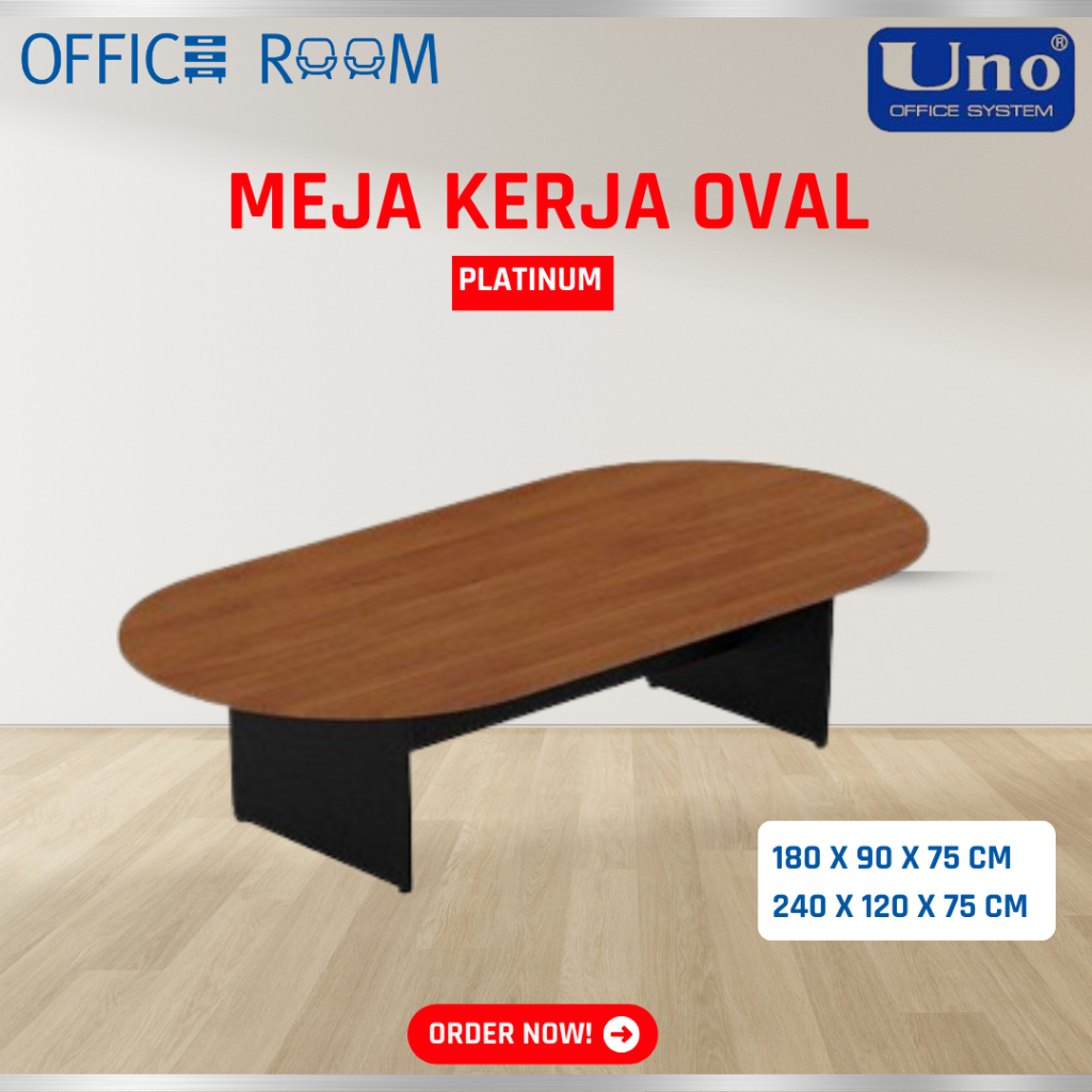 Meja Kerja Oval / Meja Rapat Oval / Meja UNO Platinum