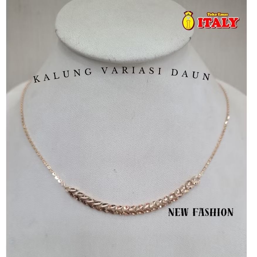 kalung emas tua variasi daun polos