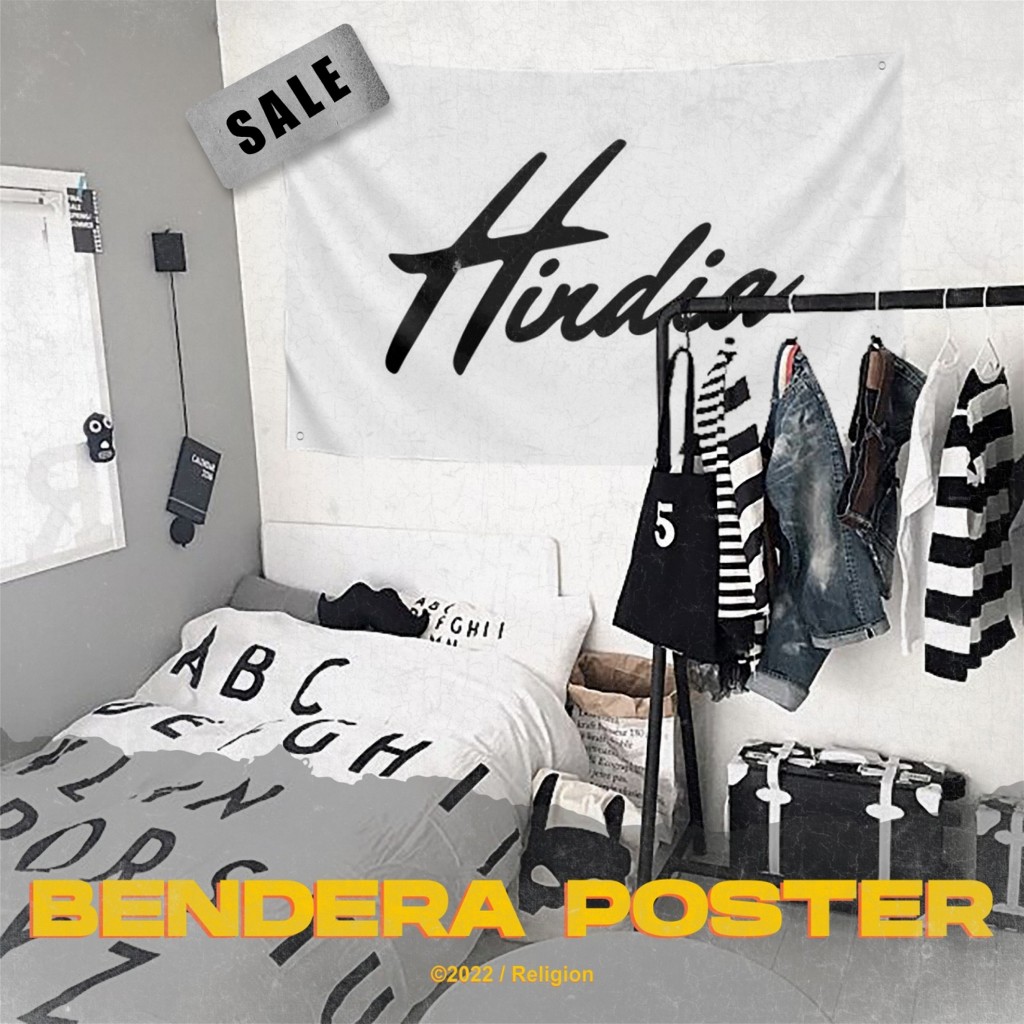 BENDERA POSTER KAIN BAND HINDIA WALL DECOR WALL FLAG