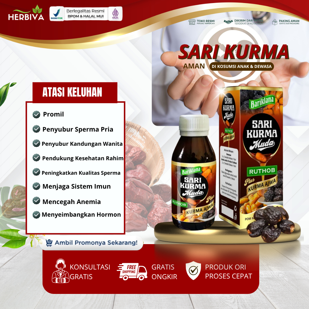 SARI KURMA MUDA - Obat Herbal Promil untuk Suami dan Istri, Penyubur Sperma Pria dan Penyubur Kandun