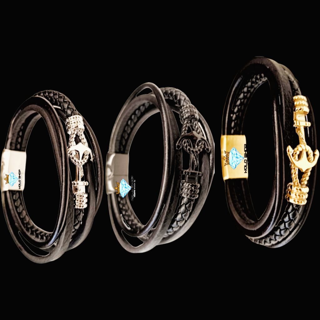 Gelang Kulit Pria Jangkar Super Keren