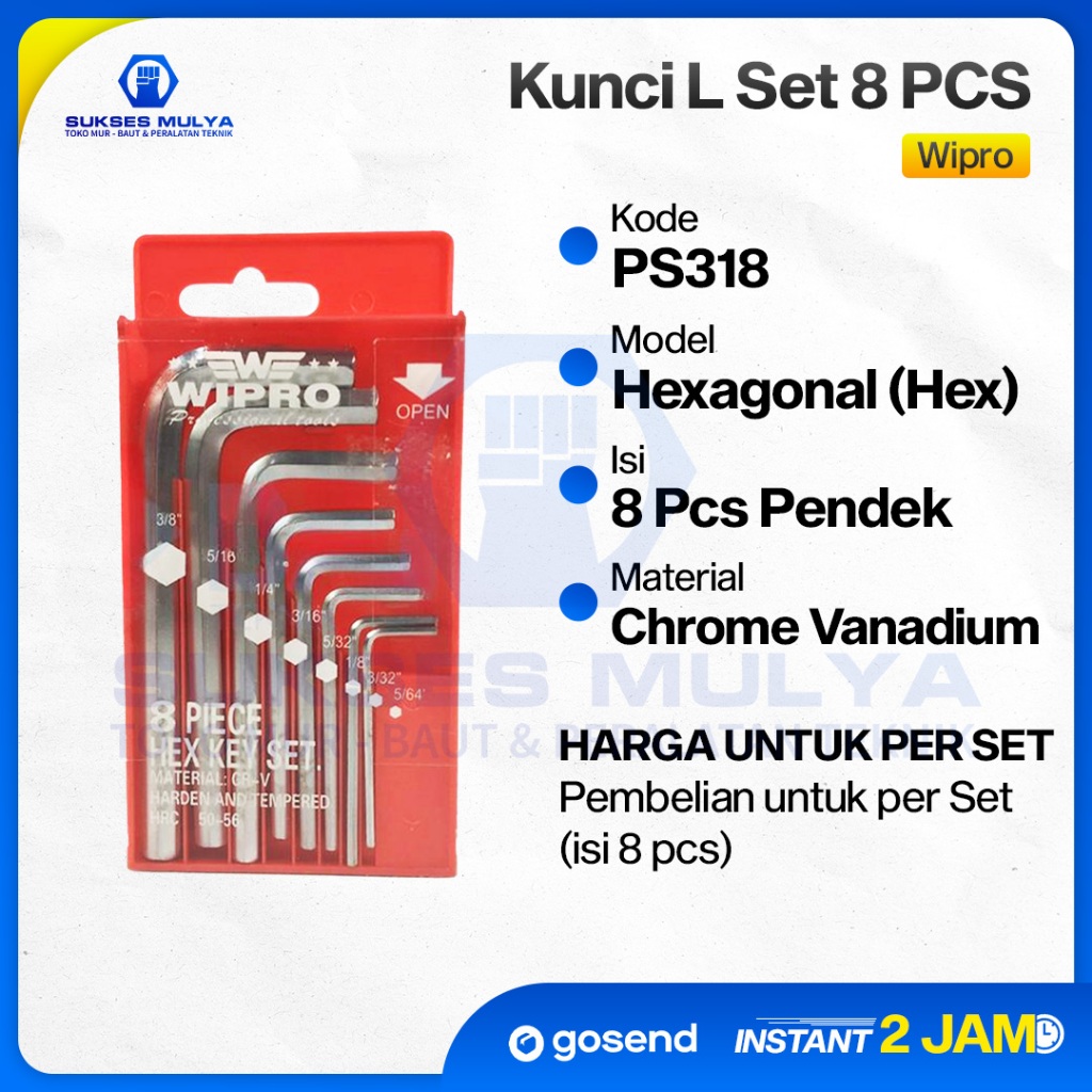 KUNCI L SET WIPRO INCHI PS318