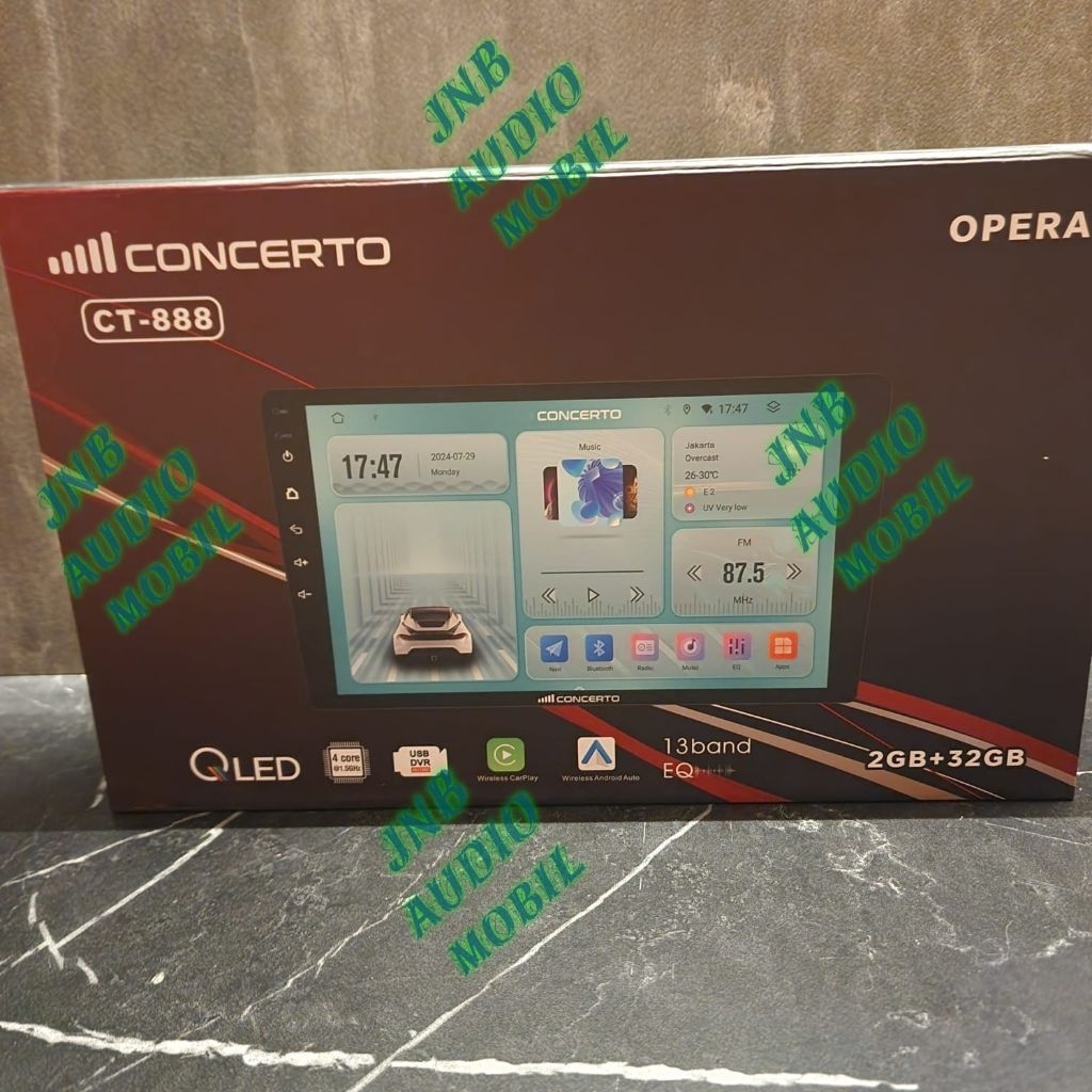 head unit android 9 inch concerto ct-888 apple carplay android auto
