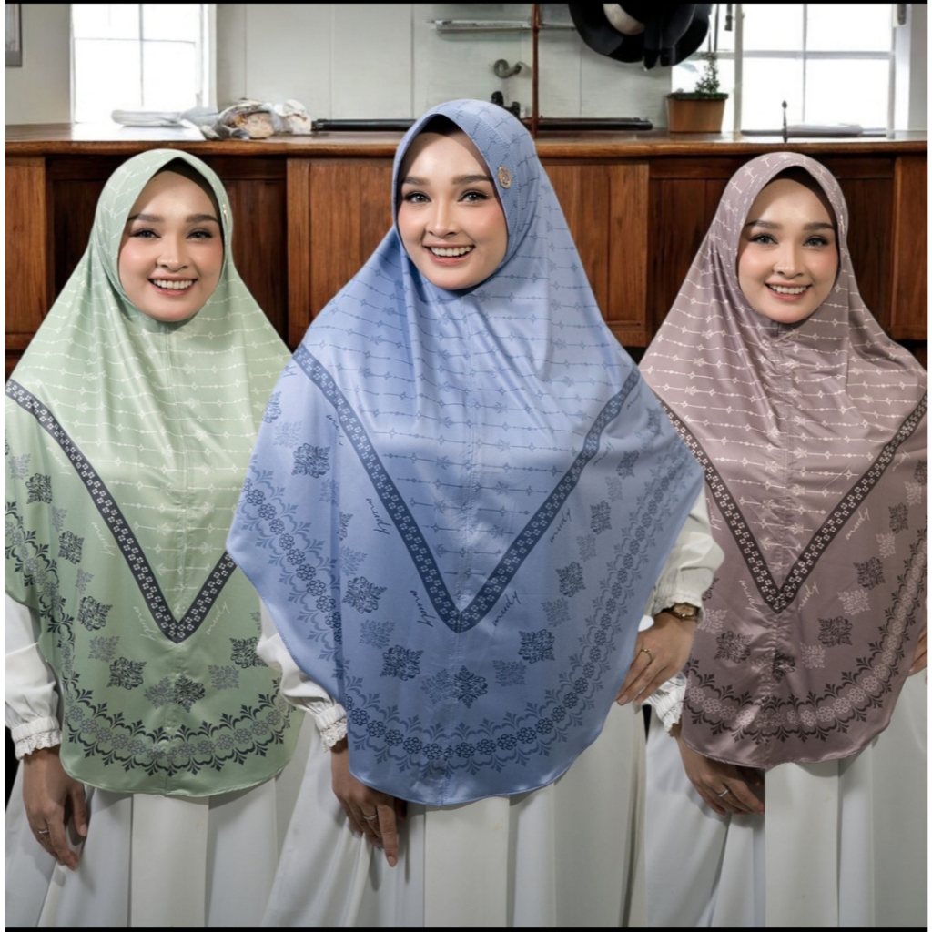 Hijab Bergo Instan Pad motif Jumbo – Kerudung Khimar Syar'i Motif Cantik Bahan Premiumm