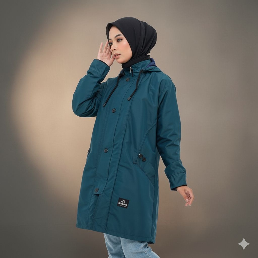 ANAPHA jaket wanita muslimah jaket parka syari syar i waterproof jaket parka wanita panjang