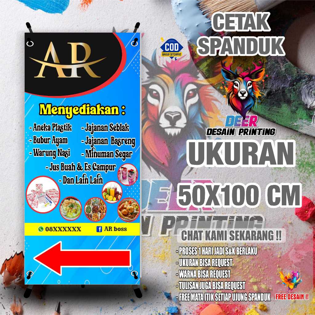 Cetak Spanduk Cetak Banner AR TOKO PLASTIK B Costom Desain