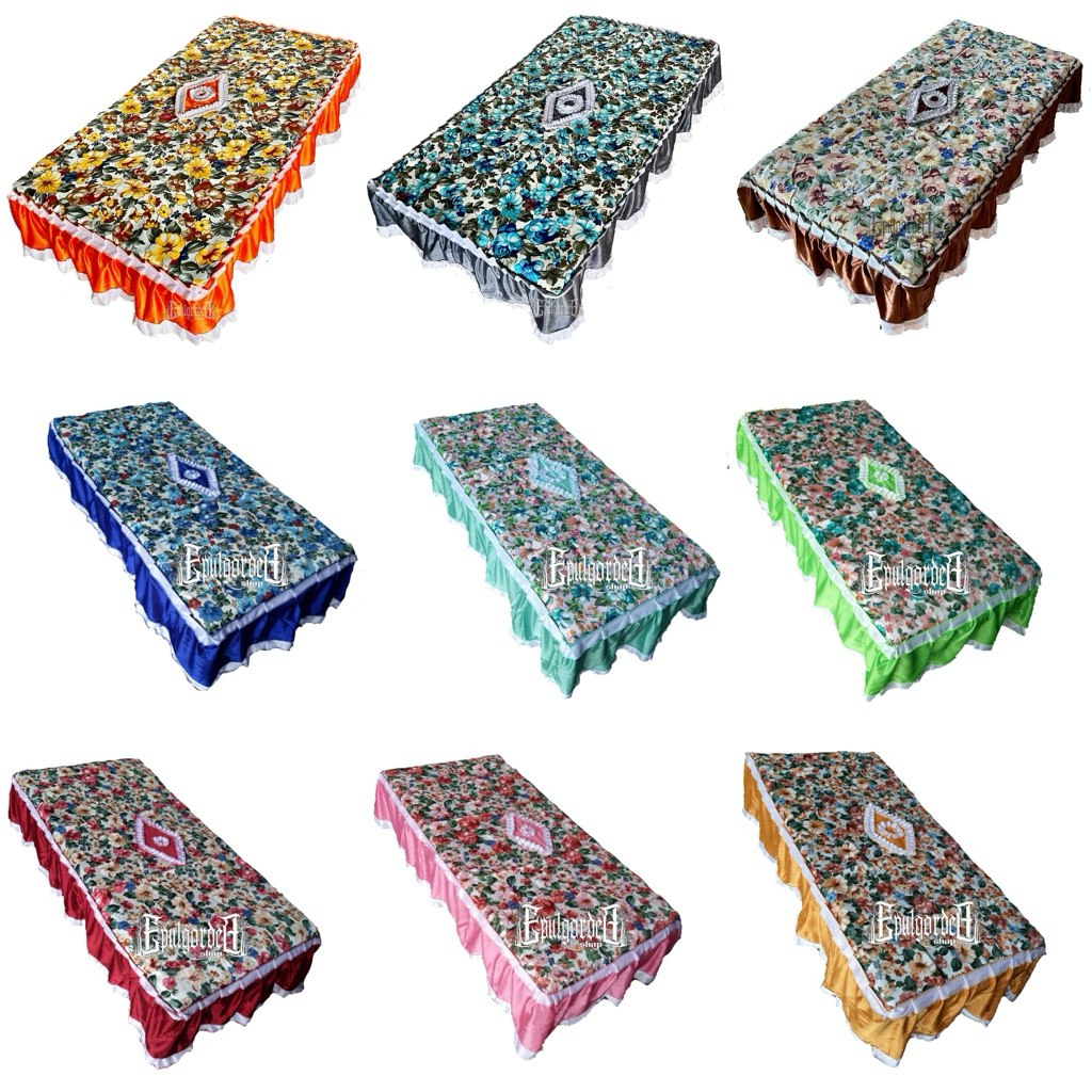 Taplak meja Ruang tamu rumbai kombinasi ruang tamu Taplak meja kaca kain saten motif bunga polos