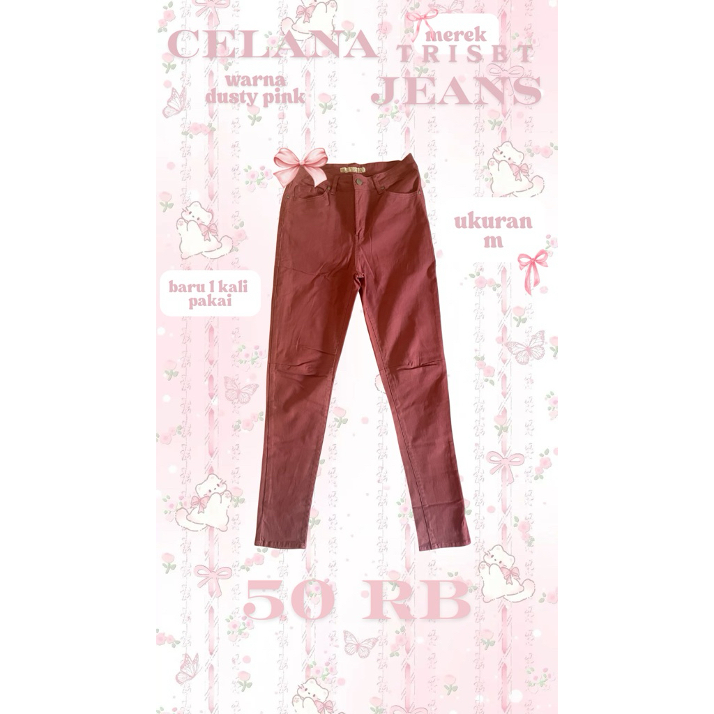 Celana Jeans Triset Dusty Pink