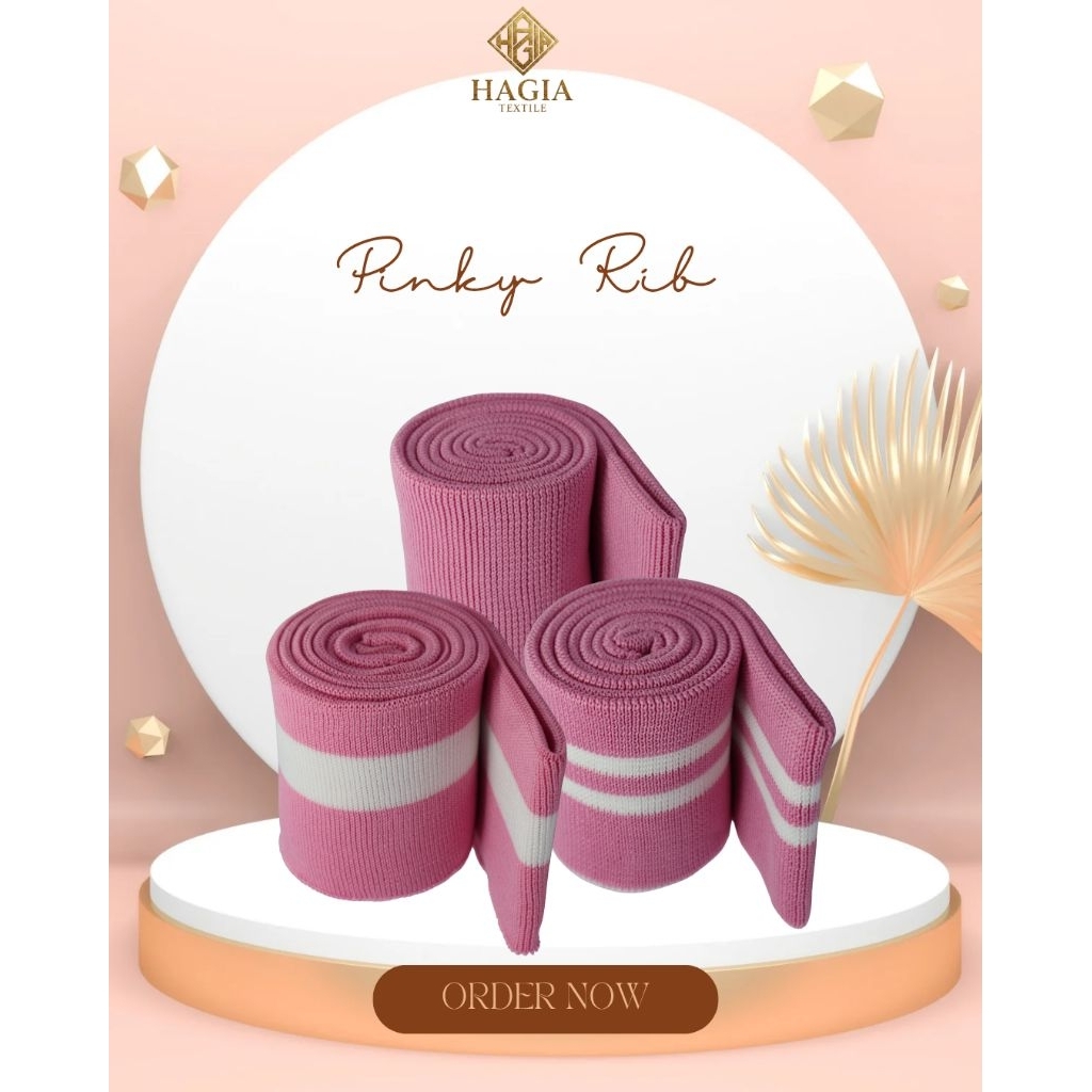 Pinky Series Kain Rib/Bur Jaket Polyester Elastis Tebal Rajut 1x1