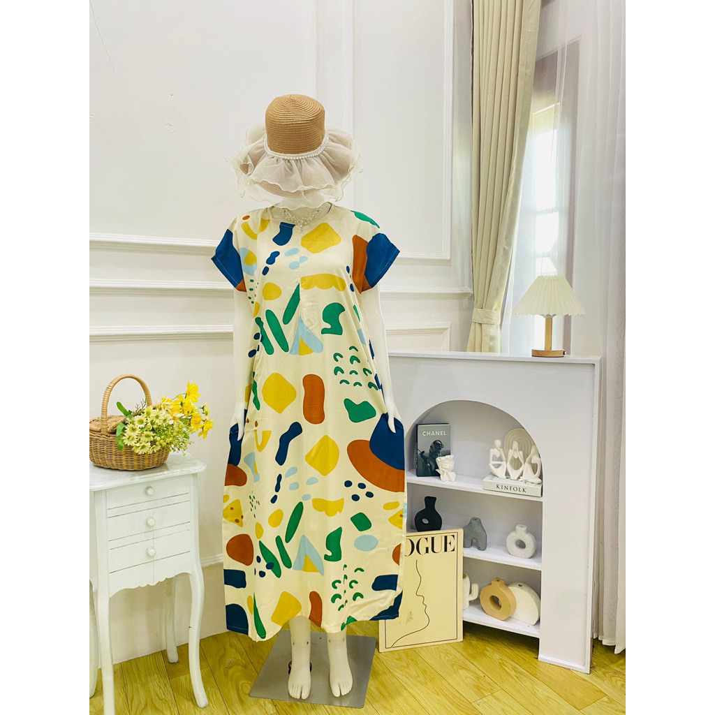 Daster Hebel Daster busui adem rayon premium daster motif daster ibu hamil Resleting depan panjang .