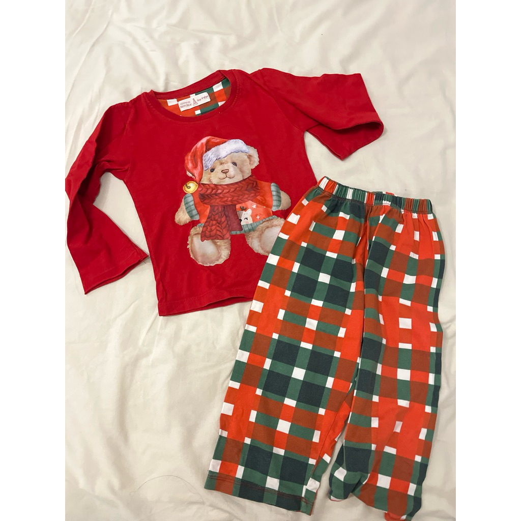 PRELOVED Cotton republic x essy pyjamas baju tidur santa natal anak usia 2-3 years