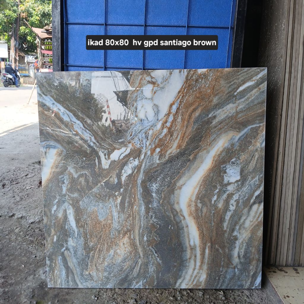 Granit Lantai Corak Marmer Glazed Polish 80x80 Santiago Brown (CHAT ADMIN/BACA DESKRIPSI SEBELUM MEM