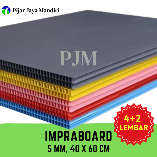 (4+2 LEMBAR) Impraboard 5mm Ukuran 40x60 cm Karton Plastik